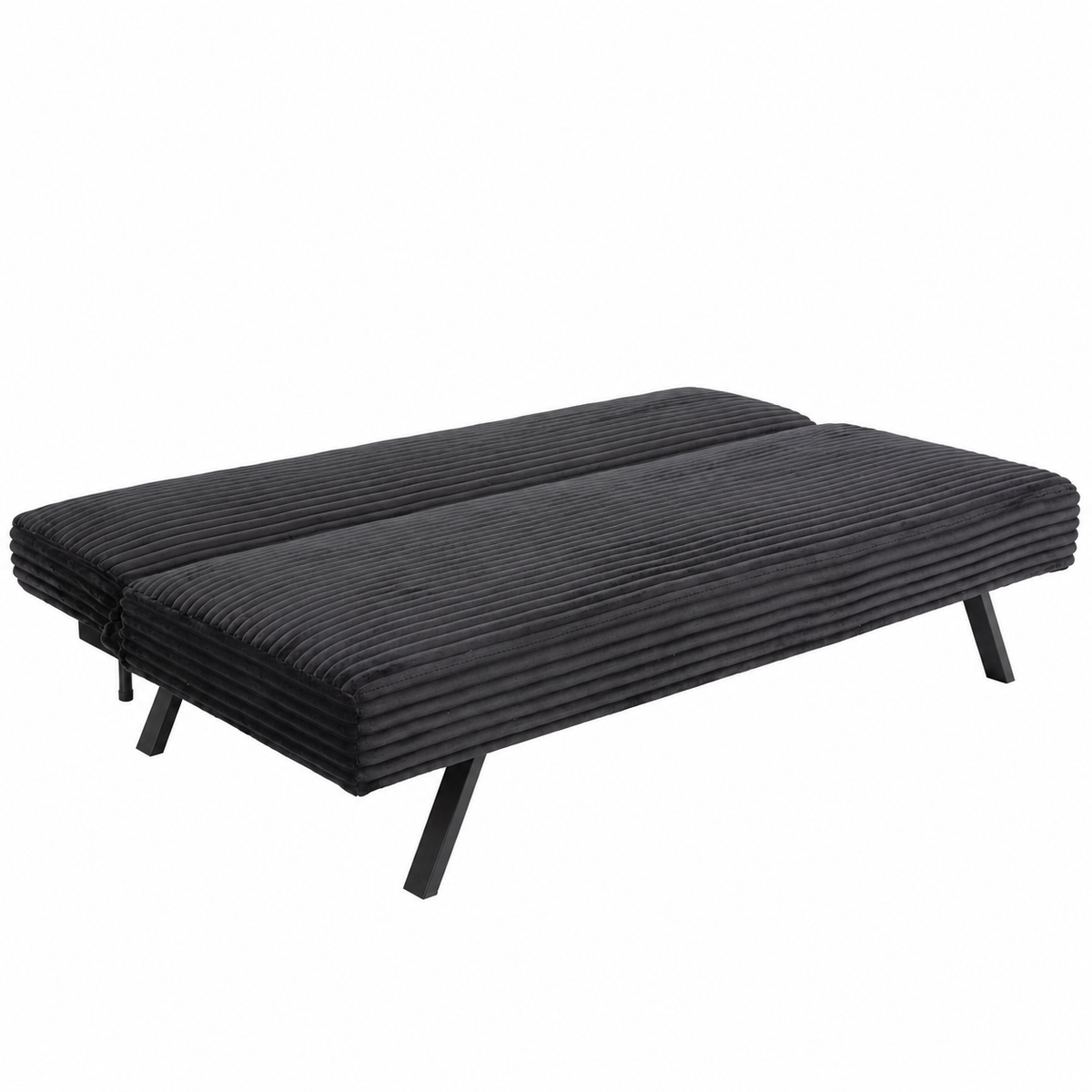Black Ribbed Corduroy Split-Back Sofa Bed — IF-8065 IFDC feature or fabric detail