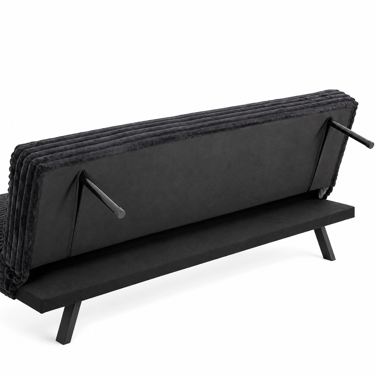 Black Ribbed Corduroy Split-Back Sofa Bed — IF-8065 IFDC feature or fabric detail
