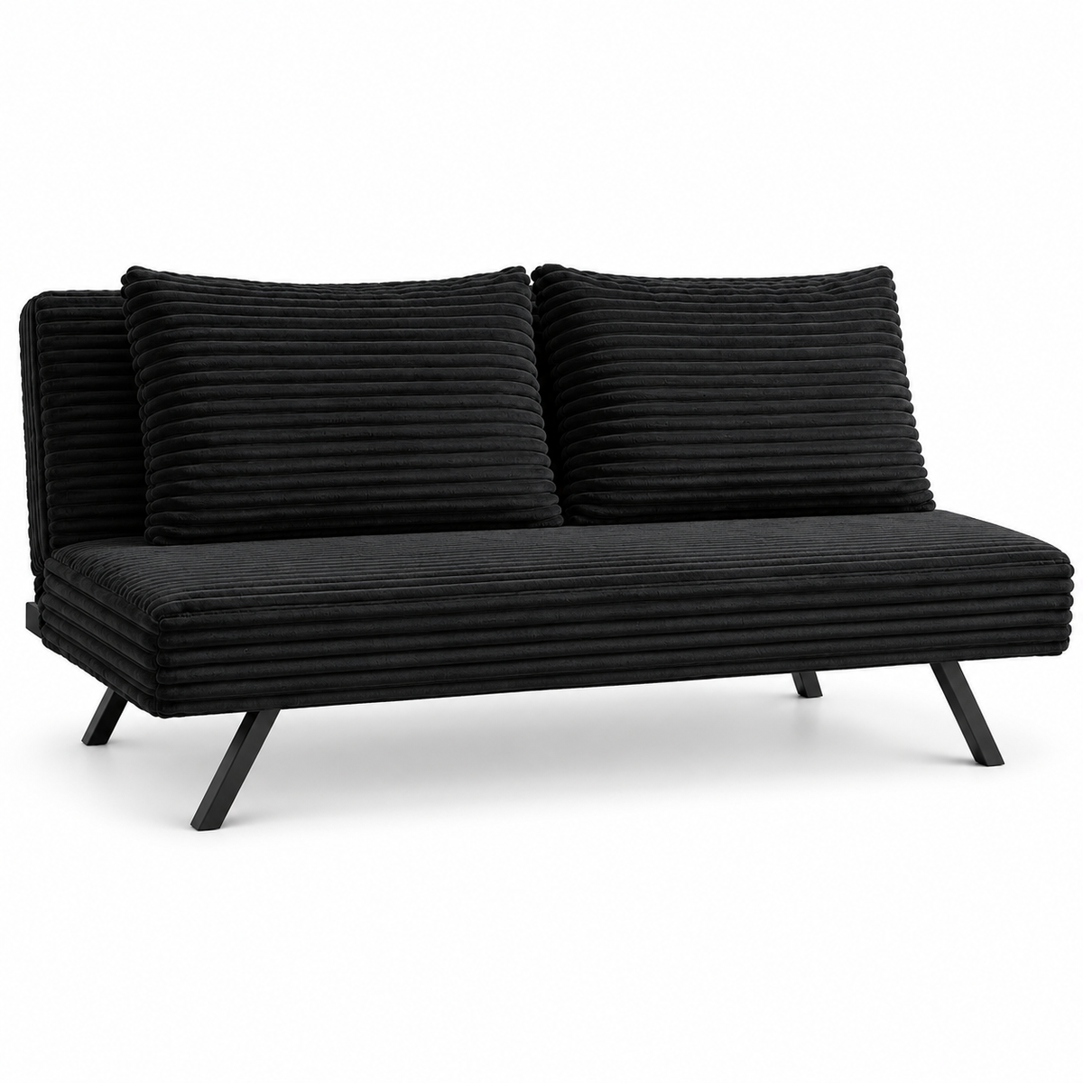 Black Ribbed Corduroy Split-Back Sofa Bed — IF-8065 clean white product image