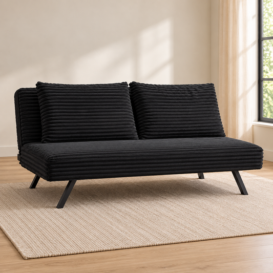 Black Ribbed Corduroy Split-Back Sofa Bed — IF-8065 lifestyle sofa, Default Title