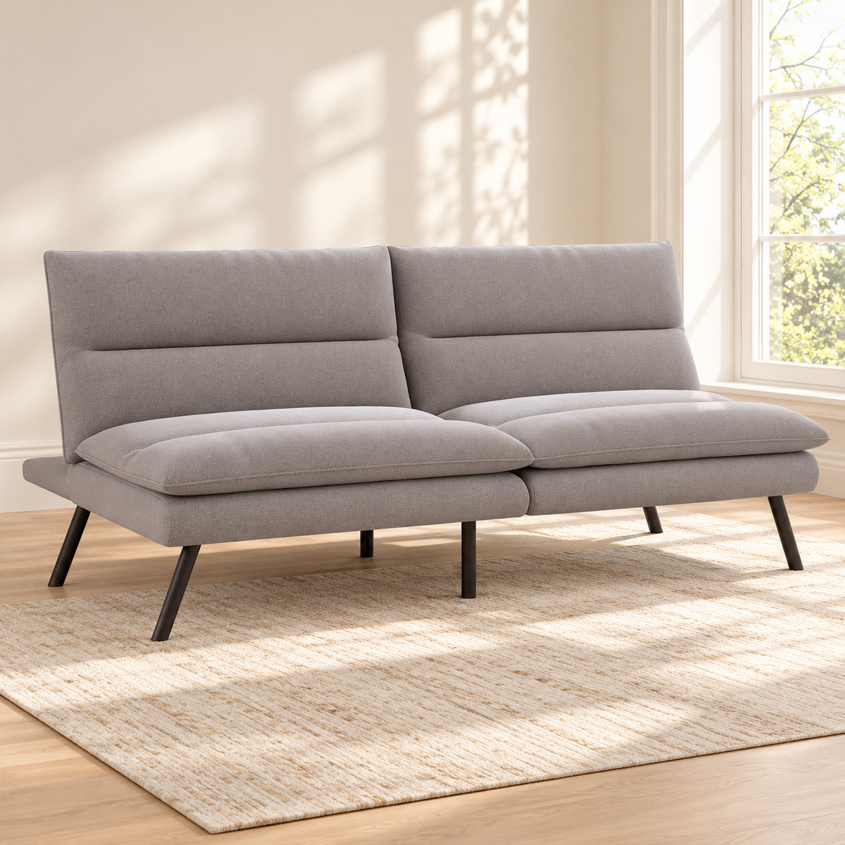 Grey Fabric Memory-Foam Sofa Bed with Steel Legs — IF-8070 lifestyle sofa, Default Title