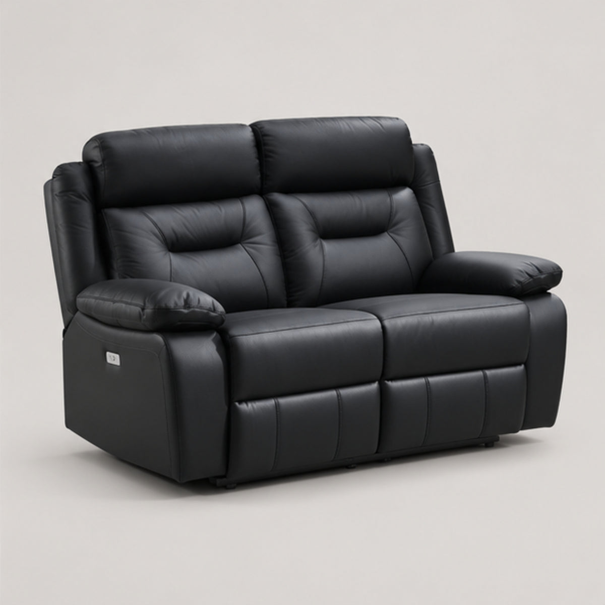Modern Leather-Match Power Reclining Loveseat with USB Charging — Black Leather Match clean product image