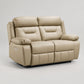Modern Leather-Match Power Reclining Loveseat with USB Charging — Beige Leather Match clean product image