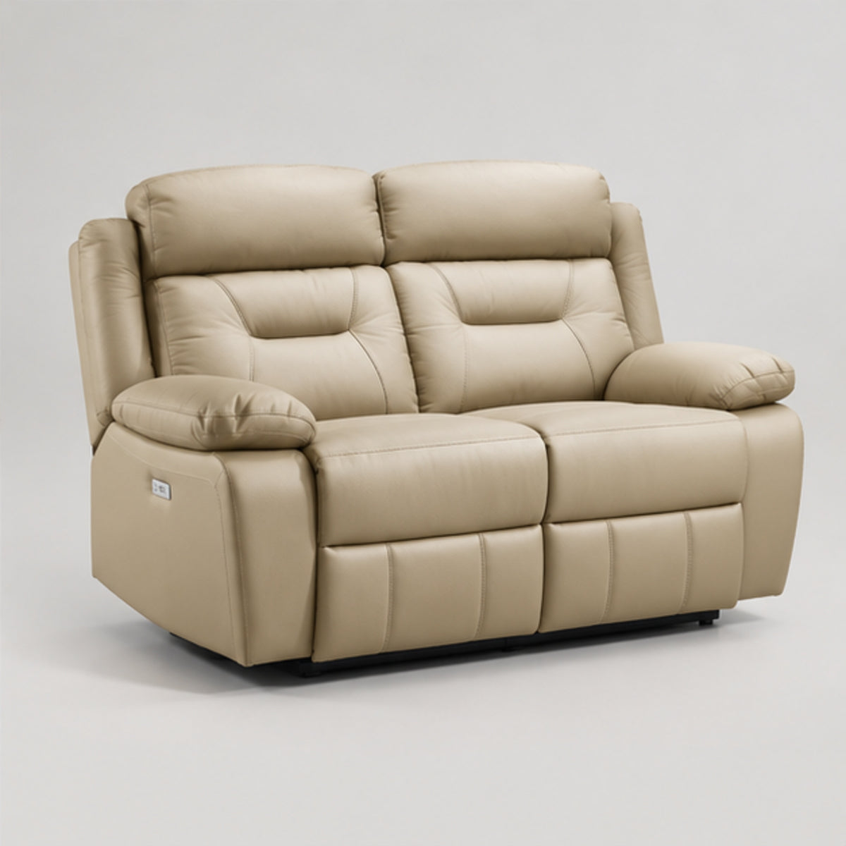 Modern Leather-Match Power Reclining Loveseat with USB Charging — Beige Leather Match clean product image