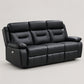 Modern Leather-Match Power Reclining 3-Seater Sofa with USB Charging — Black Leather Match clean product image