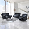 Modern Leather-Match 3-Piece Power Reclining Sofa Set with USB Charging — Black Leather Match, full 3-piece set main lifestyle image