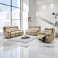 Modern Leather-Match 3-Piece Power Reclining Sofa Set with USB Charging — Beige Leather Match, full 3-piece set main lifestyle image