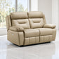 Modern Leather-Match Power Reclining Loveseat with USB Charging — Beige Leather Match lifestyle