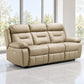 Modern Leather-Match Power Reclining 3-Seater Sofa with USB Charging — Beige Leather Match lifestyle