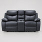 Modern Leather-Match Power Reclining Loveseat with Console, Cupholders & USB — Black Leather Match clean product image