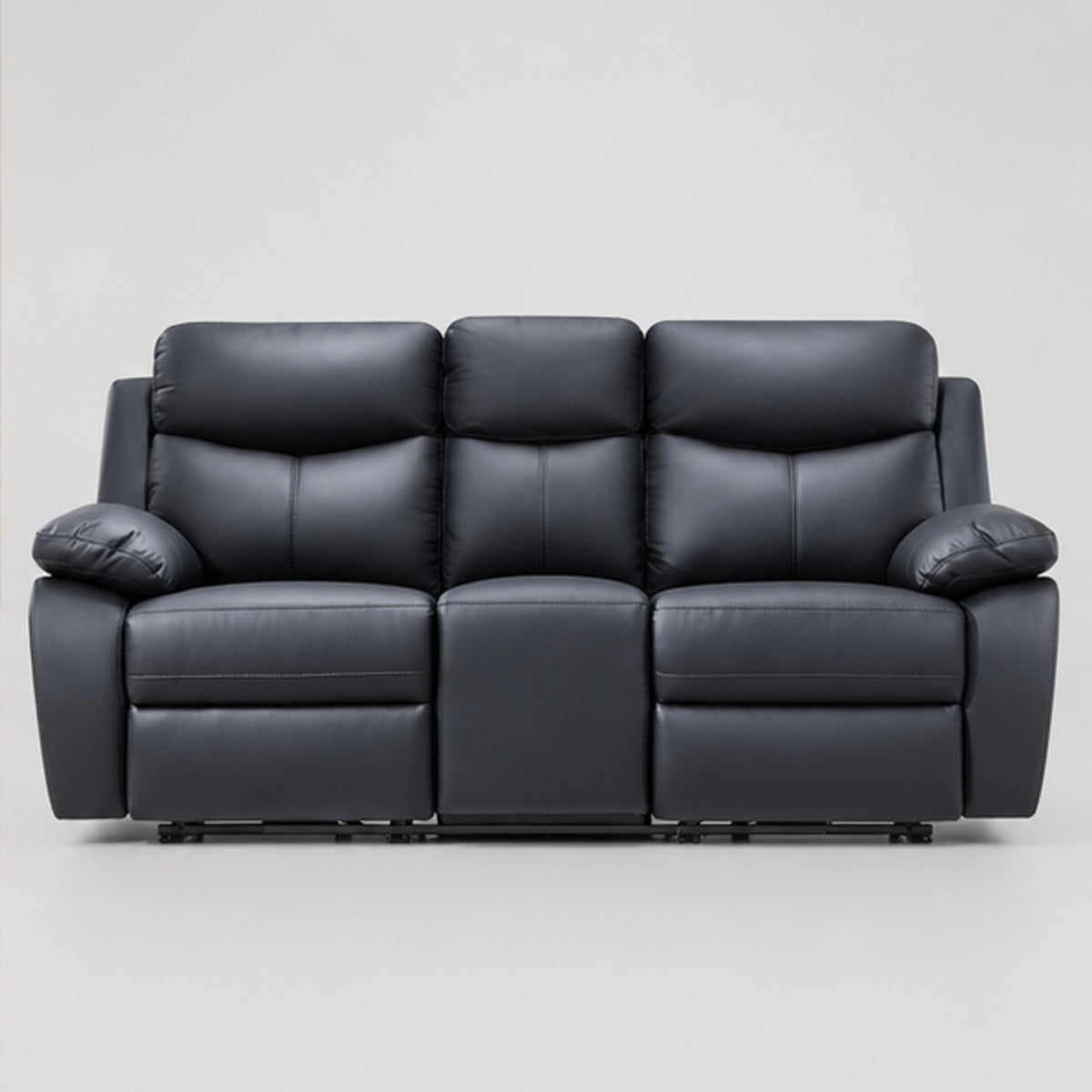 Modern Leather-Match Power Reclining 3-Seater Sofa with USB Charging — Black Leather Match clean product image