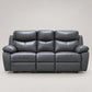 Modern Leather-Match Power Reclining 3-Seater Sofa with USB Charging — Grey Leather Match clean product image