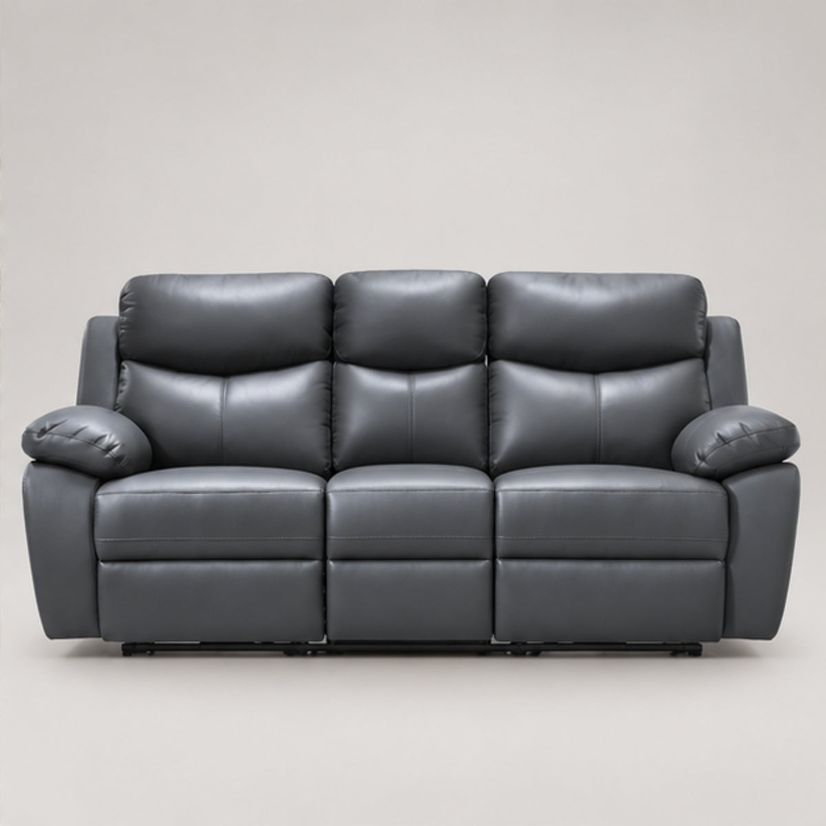 Modern Leather-Match Power Reclining 3-Seater Sofa with USB Charging — Grey Leather Match clean product image