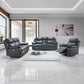 Modern Leather-Match 3-Piece Power Reclining Sofa Set with USB Charging — Grey Leather Match, full 3-piece set main lifestyle image