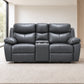 Modern Leather-Match Power Reclining Loveseat with Console, Cupholders & USB — Grey Leather Match lifestyle