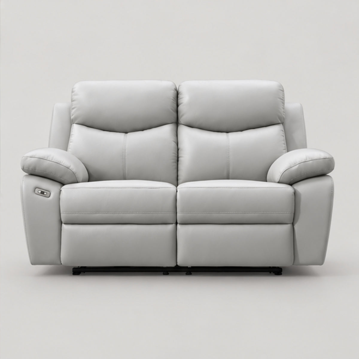 Modern Leather-Match Power Reclining Loveseat with USB Charging — Light Grey Leather Match clean product image