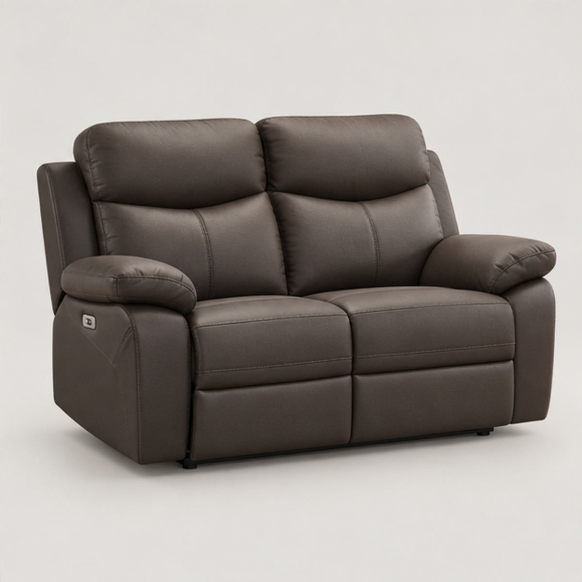 Modern Leather-Match Power Reclining Loveseat with USB Charging — Dark Chocolate Brown Leather Match clean product image