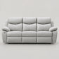 Modern Leather-Match Power Reclining 3-Seater Sofa with USB Charging — Light Grey Leather Match clean product image