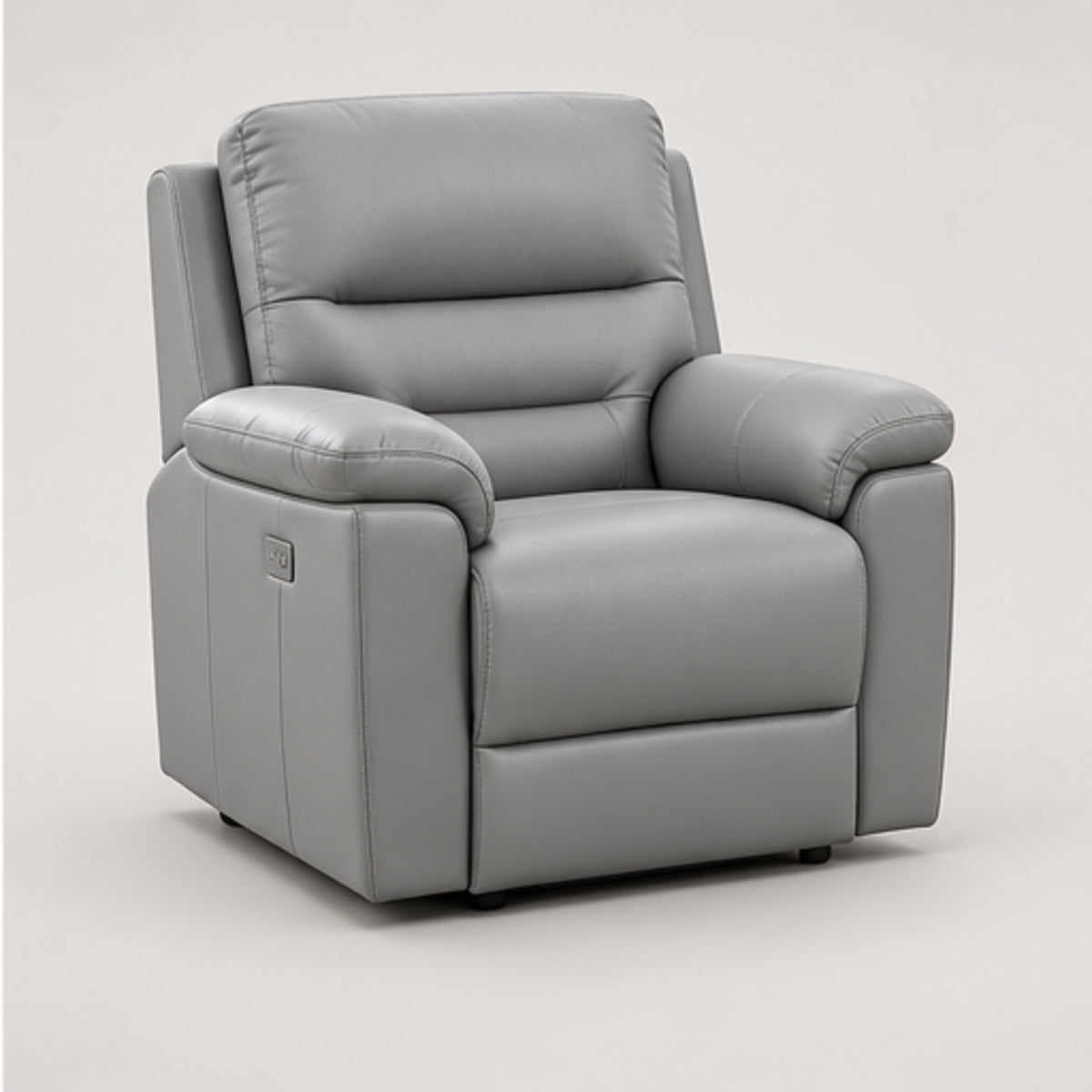 Modern Leather-Match Power Reclining Chair with USB Charging — Light Grey Leather Match clean product image