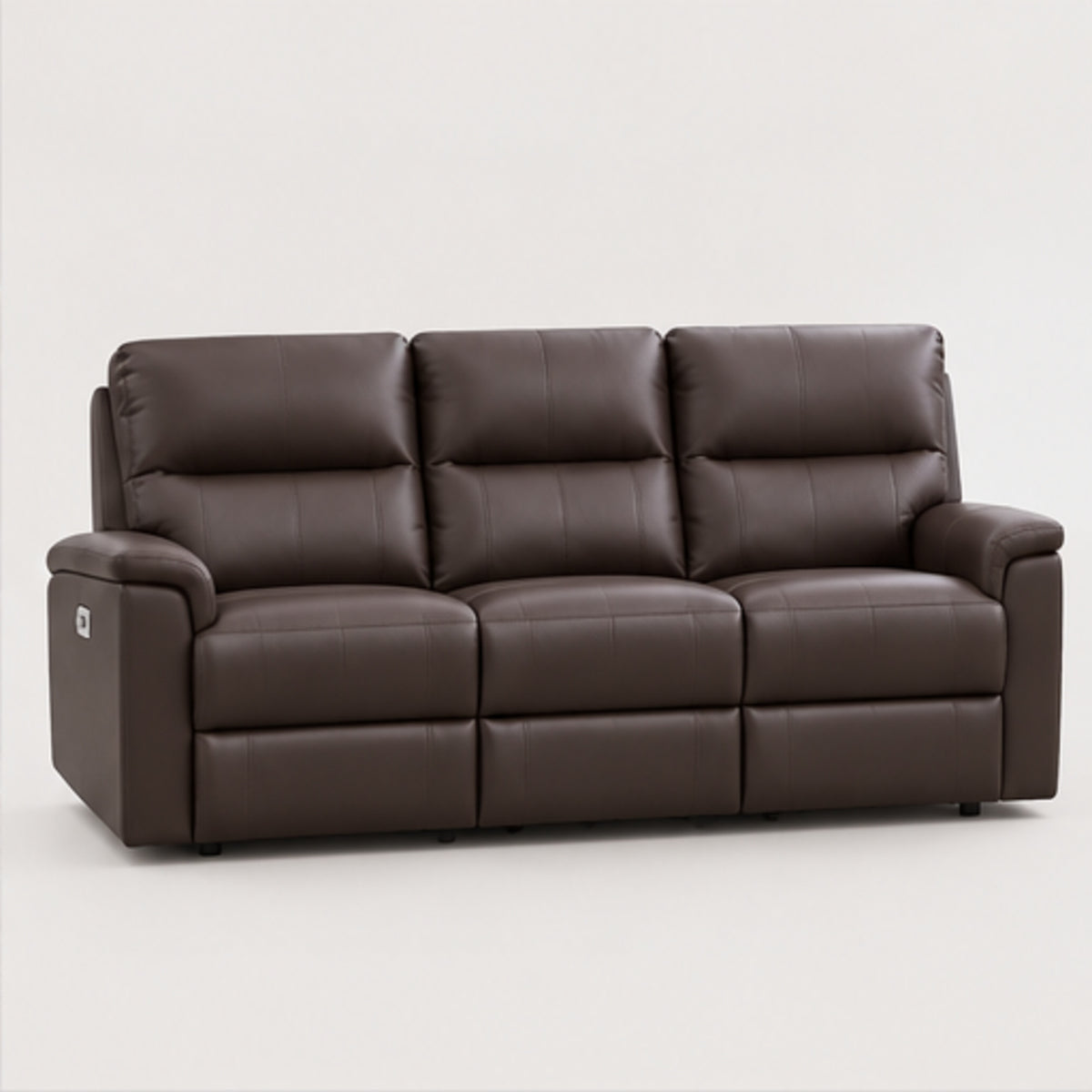 Leather-Match Power Reclining 3-Seater Sofa with Drop-Down Tray, Cupholders & USB — Espresso Leather Match clean product image