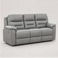Leather-Match Power Reclining 3-Seater Sofa with Drop-Down Tray, Cupholders & USB — Light Grey Leather Match clean product image