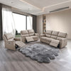 Modern 3-Piece Power Reclining Sofa Set with USB Charging — Stone PU, full 3-piece set main lifestyle image