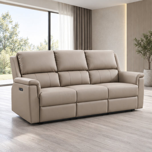 Modern Power Reclining 3-Seater Sofa with USB Charging — Stone PU lifestyle