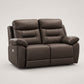 Modern Leather-Match Power Reclining Loveseat with USB & Hidden Cupholders — Chocolate Brown Leather Match clean product image