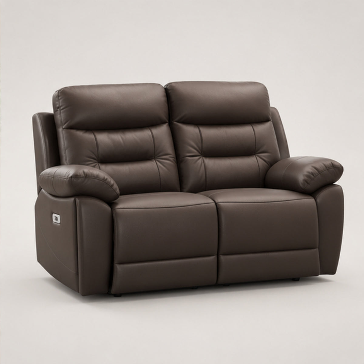 Modern Leather-Match Power Reclining Loveseat with USB & Hidden Cupholders — Chocolate Brown Leather Match clean product image
