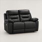 Modern Leather-Match Power Reclining Loveseat with USB & Hidden Cupholders — Midnight Black Leather Match clean product image