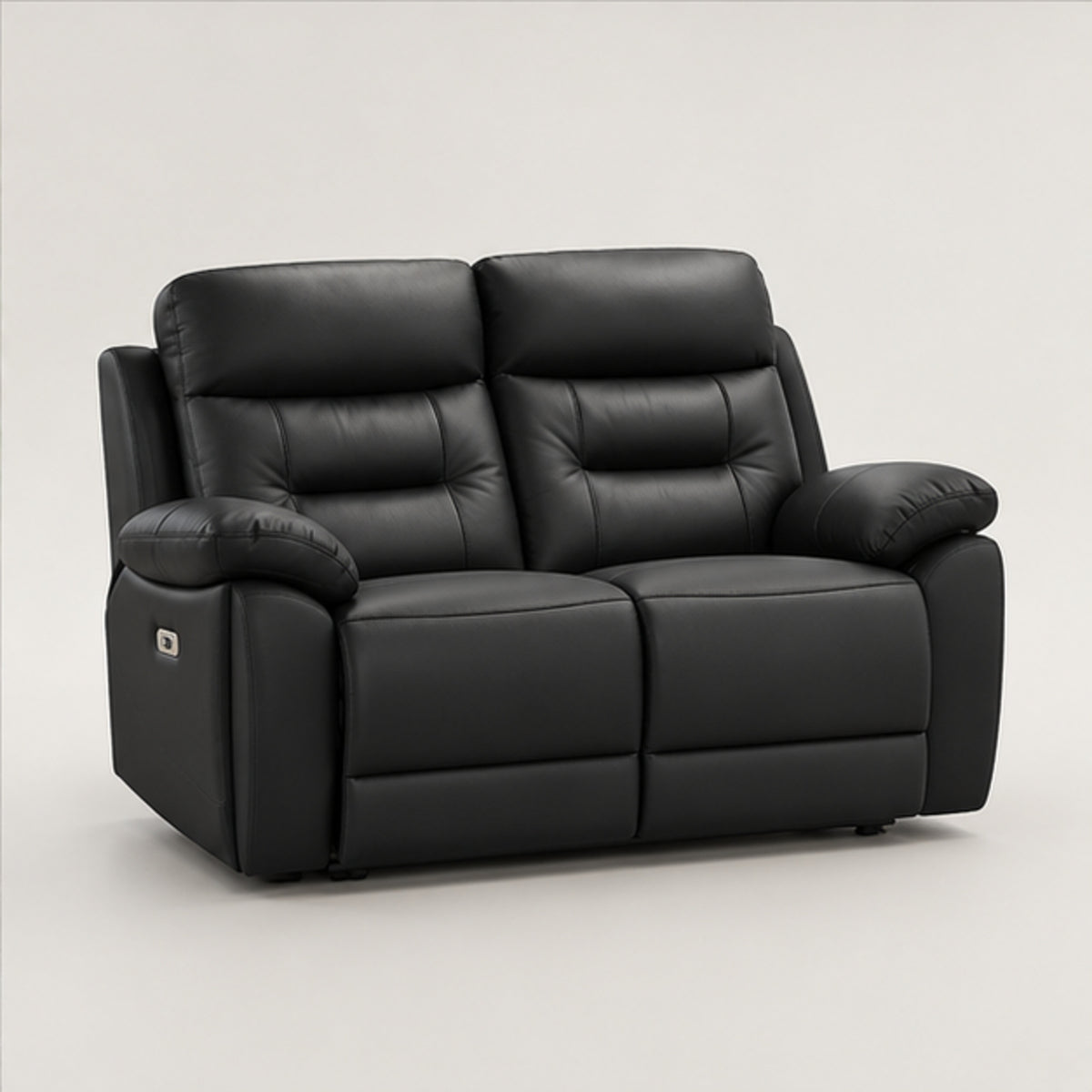 Modern Leather-Match Power Reclining Loveseat with USB & Hidden Cupholders — Midnight Black Leather Match clean product image