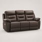 Modern Leather-Match Power Reclining 3-Seater Sofa with USB & Hidden Cupholders — Chocolate Brown Leather Match clean product image