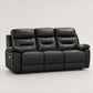 Modern Leather-Match Power Reclining 3-Seater Sofa with USB & Hidden Cupholders — Midnight Black Leather Match clean product image