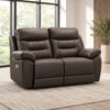 Modern Leather-Match Power Reclining Loveseat with USB & Hidden Cupholders — Chocolate Brown Leather Match lifestyle