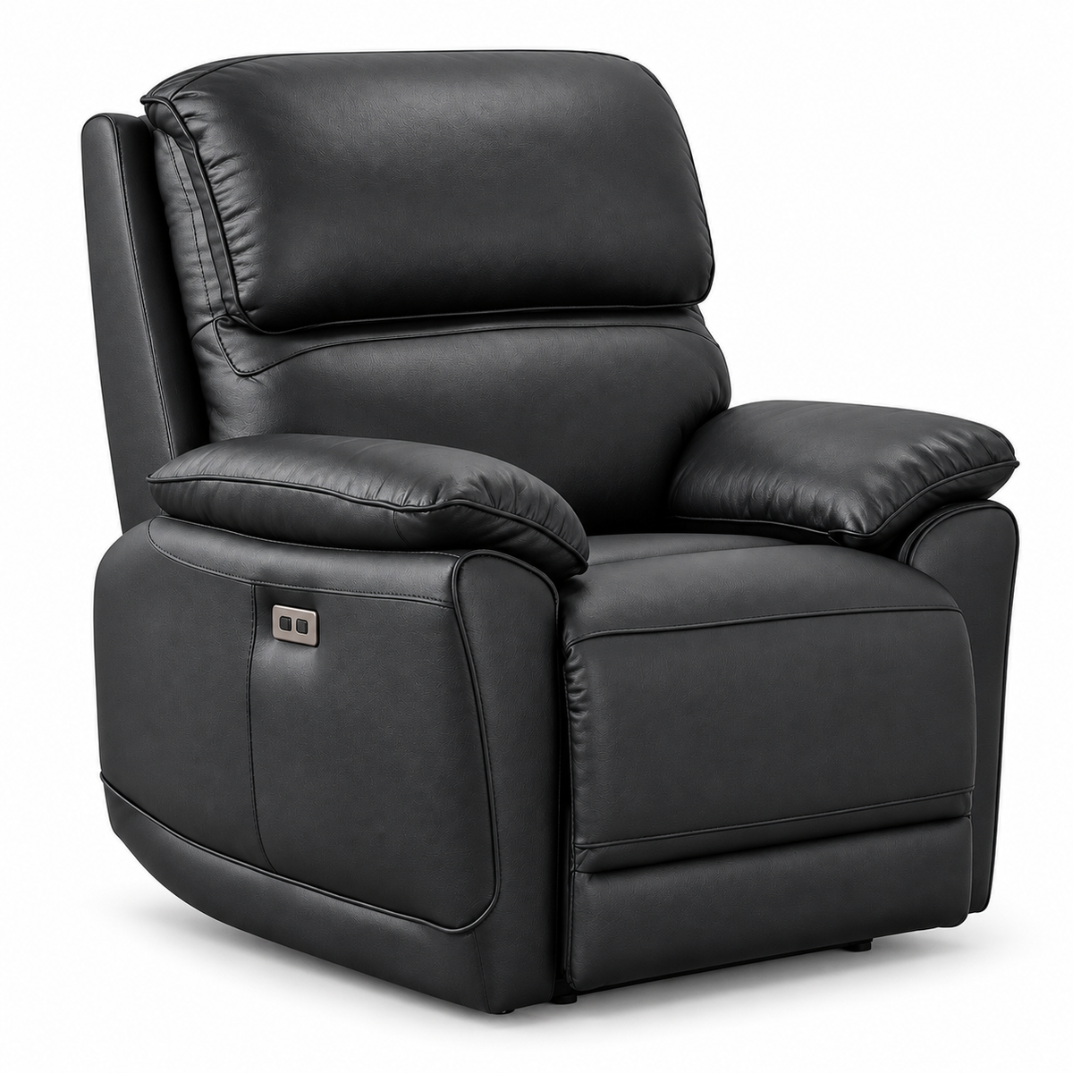 Pillow-Arm Leather-Match Power Recliner Chair with USB