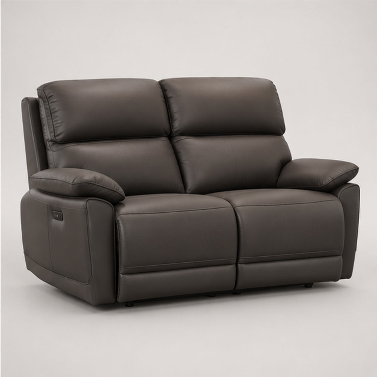 Modern Leather-Match Power Reclining Loveseat with USB Charging — Chocolate Brown Leather Match clean product image