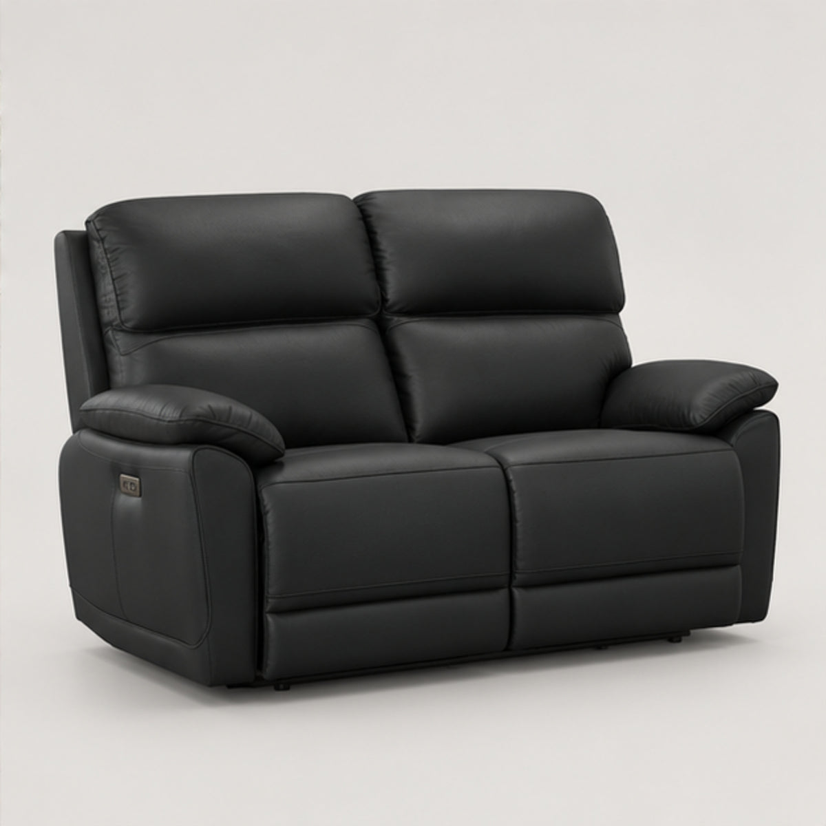 Modern Leather-Match Power Reclining Loveseat with USB Charging — Midnight Black Leather Match clean product image