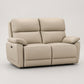 Modern Leather-Match Power Reclining Loveseat with USB Charging — Warm Cream Leather Match clean product image