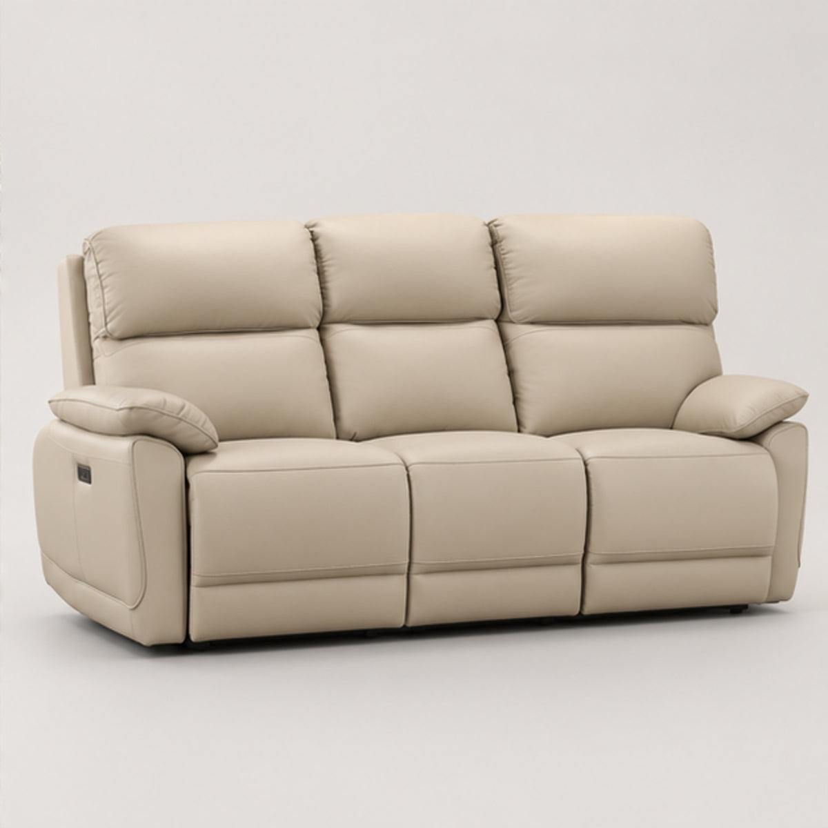 Modern Leather-Match Power Reclining 3-Seater Sofa with USB Charging — Warm Cream Leather Match clean product image