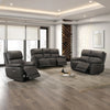Modern Leather-Match 3-Piece Power Reclining Sofa Set with USB Charging — Chocolate Brown Leather Match, full 3-piece set main lifestyle image