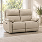 Modern Leather-Match Power Reclining Loveseat with USB Charging — Warm Cream Leather Match lifestyle