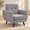 Modern Tufted Soft-Touch Fabric Chair — Grey, single chair lifestyle image
