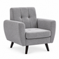 Modern Tufted Soft-Touch Fabric Chair — Grey, clean white background product image