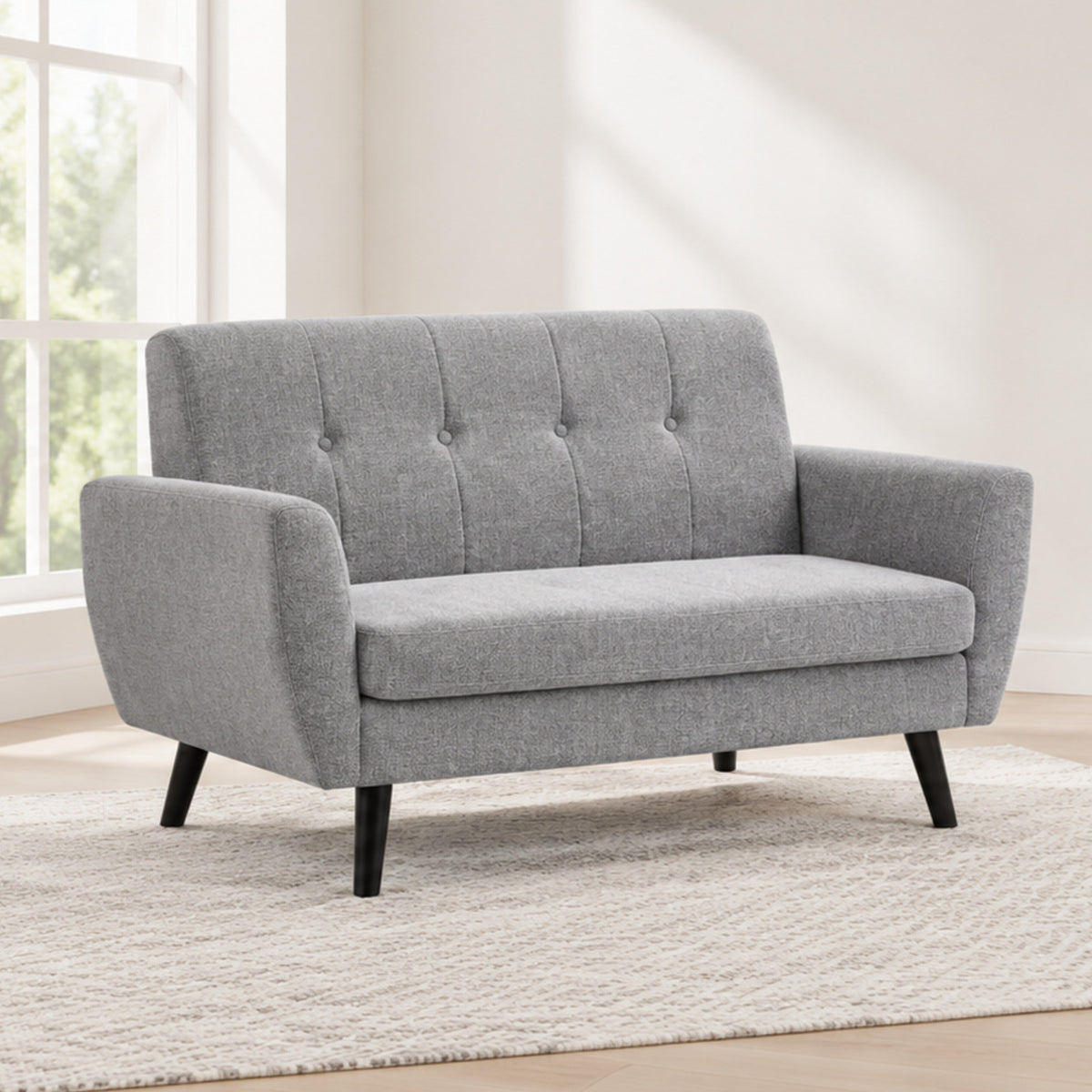 Modern Tufted Soft-Touch Fabric Loveseat — loveseat lifestyle