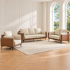 Cream & Mocha Two-Tone Fabric 3-Piece Sofa, Loveseat & Chair Set — Cream & Mocha, full 3-piece set main lifestyle image
