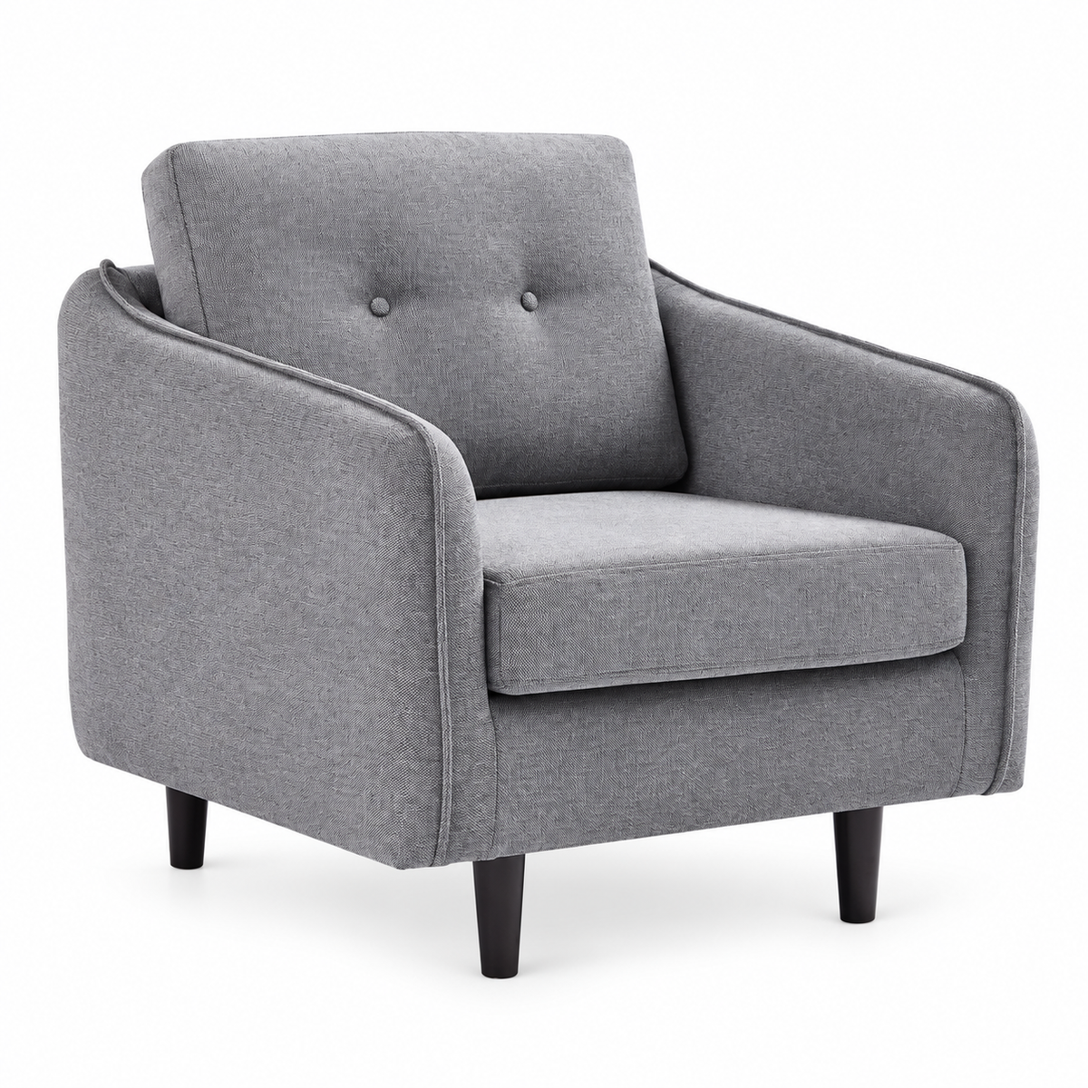 Grey Tufted Soft-Touch Fabric Chair — Grey, clean white background product image
