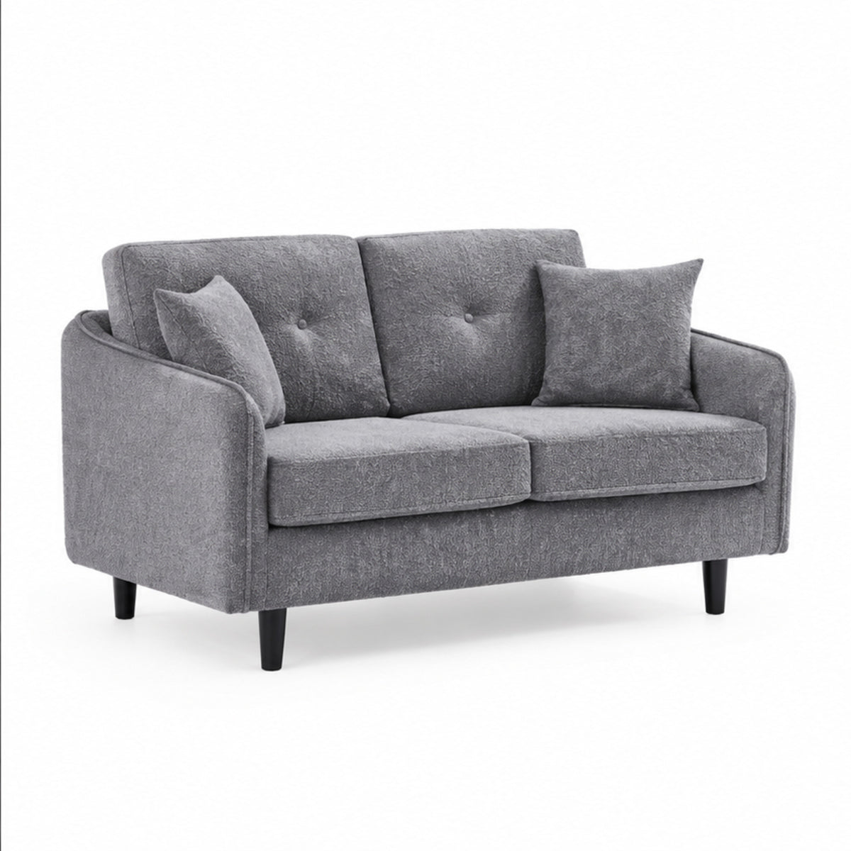 Grey Tufted Soft-Touch Fabric Loveseat — loveseat clean product