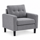 Modern Button-Tufted Woven Fabric Chair — Grey, clean white background product image