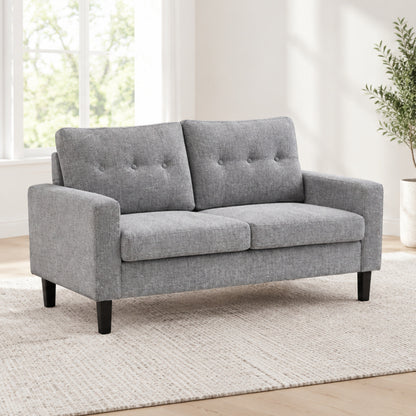 Modern Button-Tufted Woven Fabric Loveseat — loveseat lifestyle