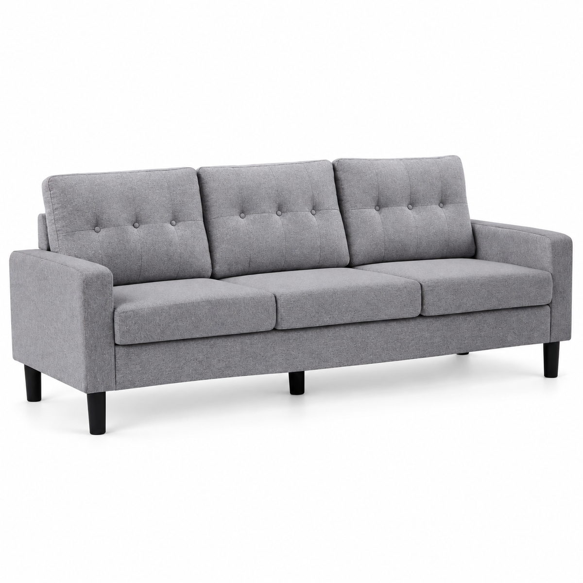 Modern Button-Tufted Woven Fabric 3-Seater Sofa – IF-8230-S clean sofa on white background
